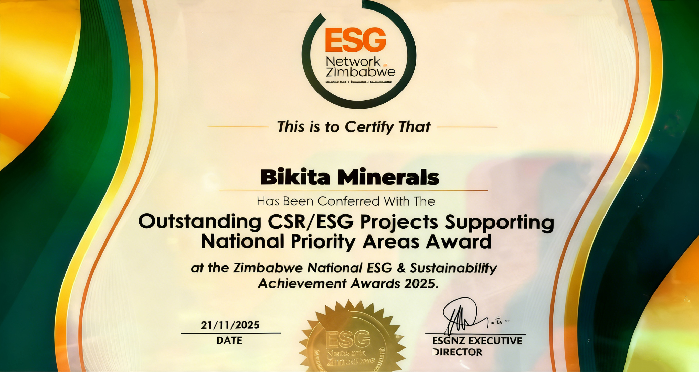 中礦資源比基塔礦業(yè)榮獲津巴布韋 2025 年度ESG 三項獎勵 | 可持續(xù)發(fā)展再獲認可